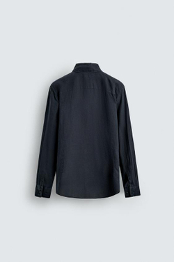 ZARA РУБАШКА ИЗ 100% ЛЬНА, МОРСКОЙ СИНИЙ