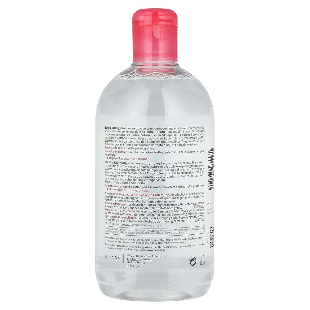 Bioderma, Sensibio H2O, мицеллярная вода для снятия макияжа, 500 мл (16,7 жидк. унции)