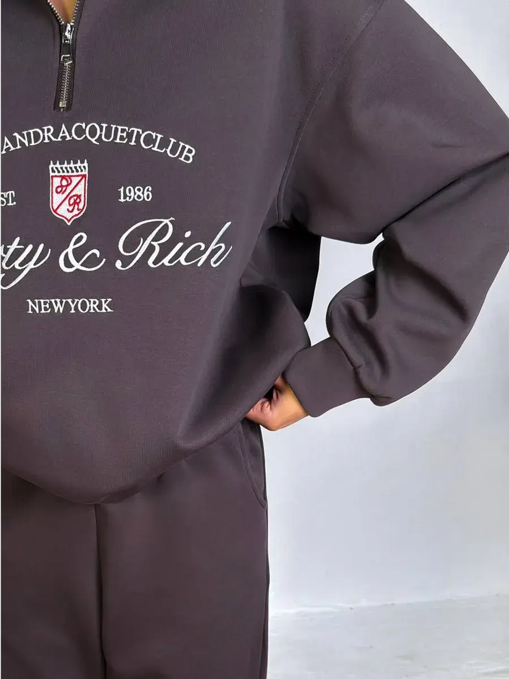 Женский спортивный костюм oversize, трикотаж без начеса