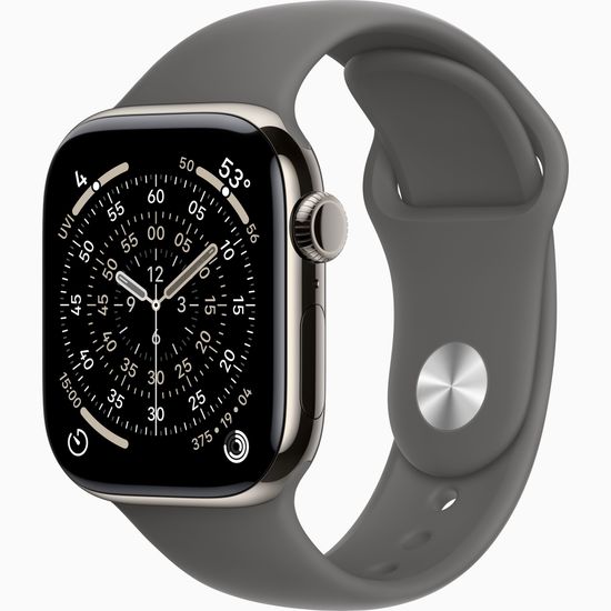 Apple Watch Series 11 GPS 42mm Natural Titanium Case with Stone Grey Sport Band