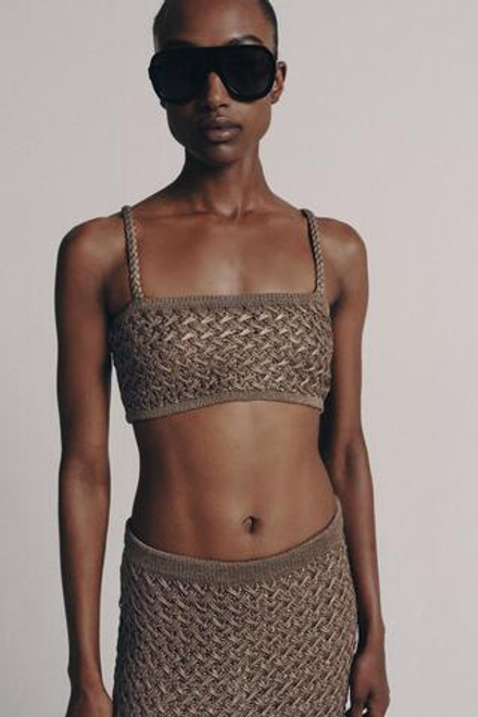 ZARA УКОРОЧЕННЫЙ ТОП, РОЗОВАТО-КОРИЧНЕВЫЙ