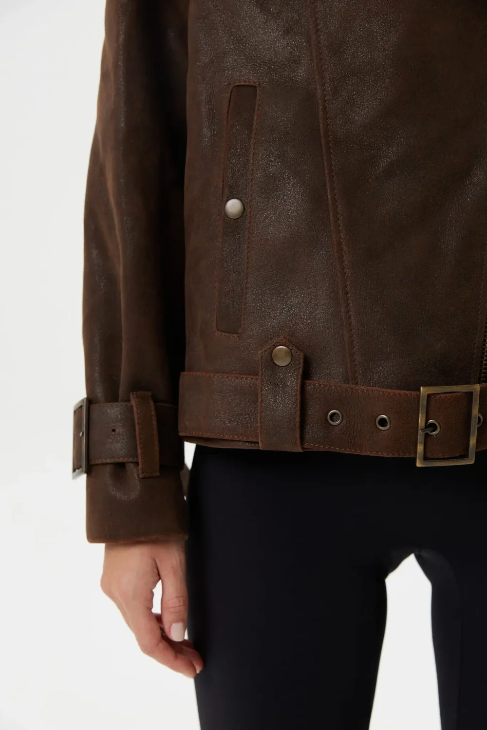 Косуха Oversize Vintage с ремешками, Коричневый