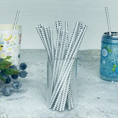 Трубочка для коктейля «Зигзаг» 19,5 см d-6 мм (набор 25 шт), Серебро