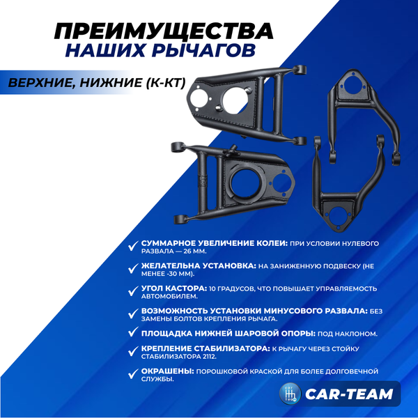 Рычаги дрифт треугольные ВАЗ 2101, 2102, 2103, 2104, 2105, 2106, 2107 "ST-Auto" модификация Стандарт+ (st-05)