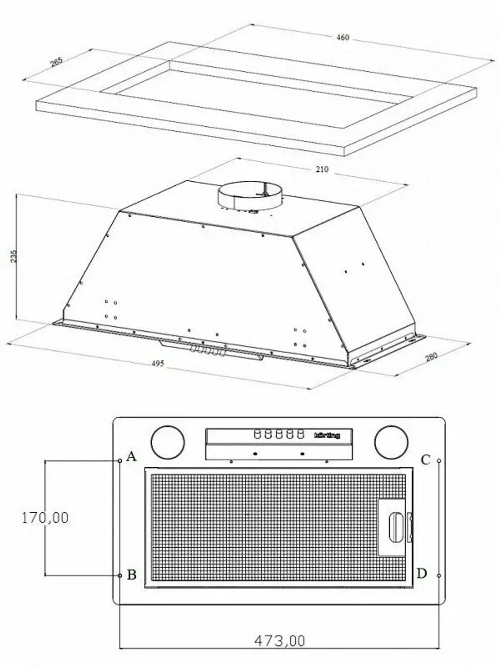 Встраиваемая вытяжка Korting KHI 6631 RN
