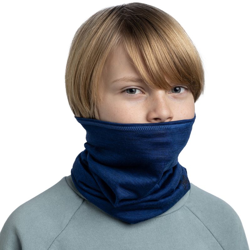 Тонкий шерстяной шарф-труба детский Buff Merino Lightweight Solid Cobalt Фото 1