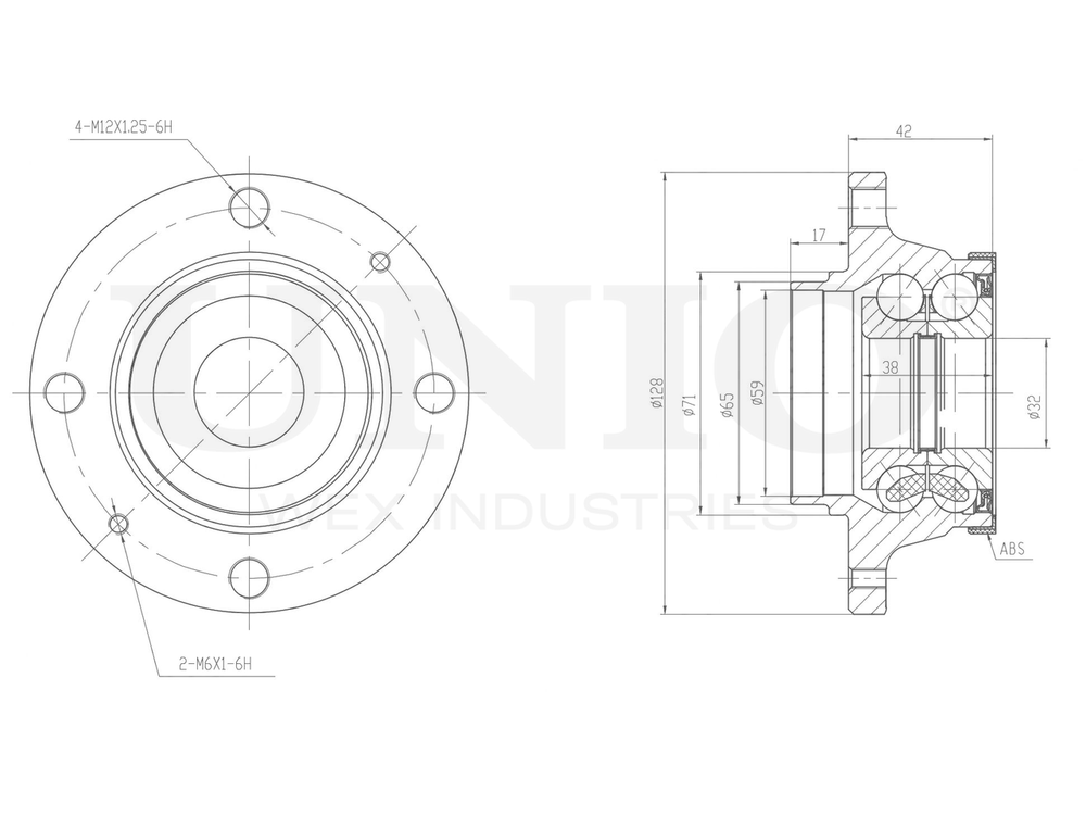 Ступица задняя (с ABS) UNIO HUB-20277