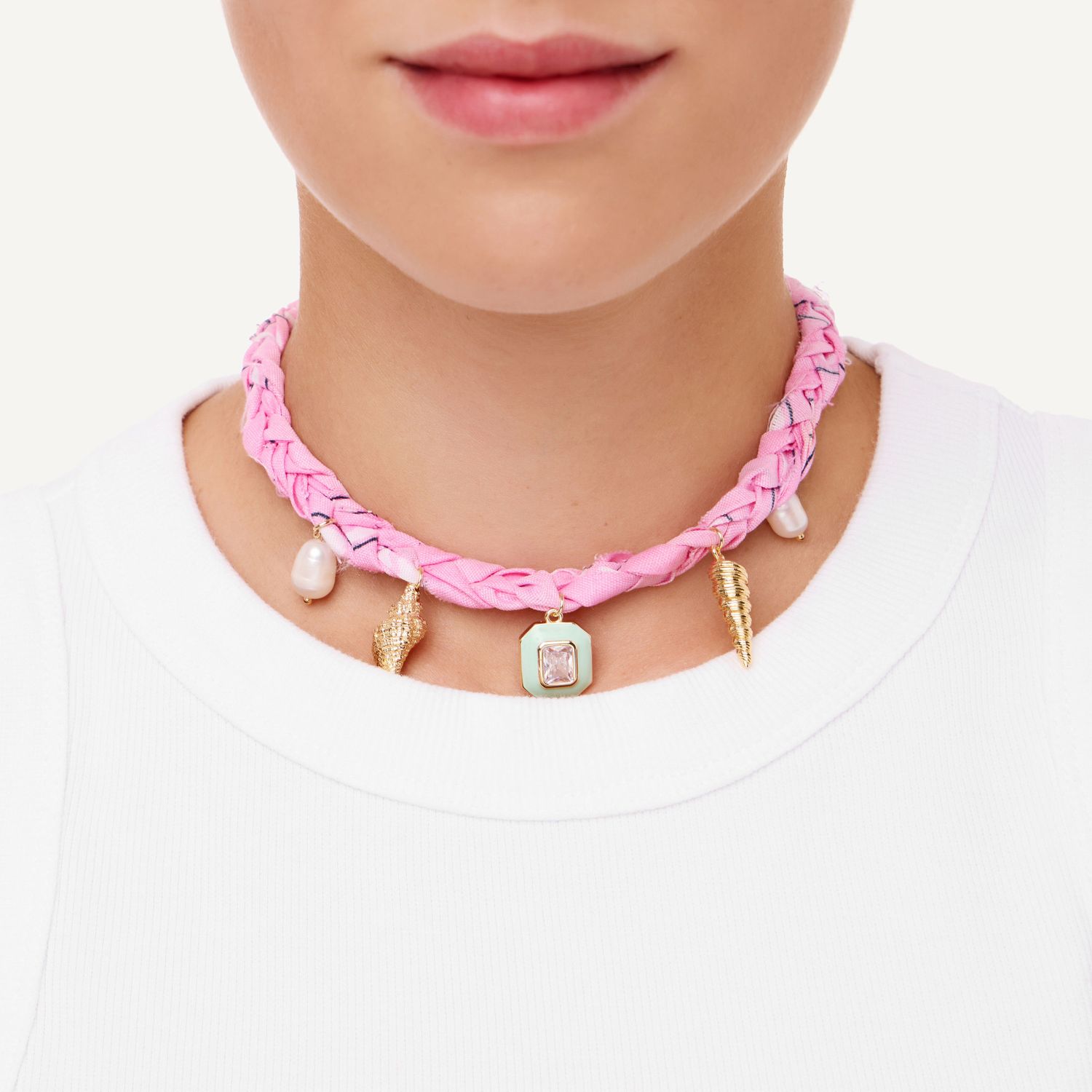 Колье Braded Bandana Necklace - Pink