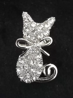 Брошь кошка серебро
