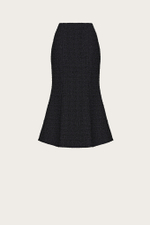 Юбка-годе из черного хлопкового твида