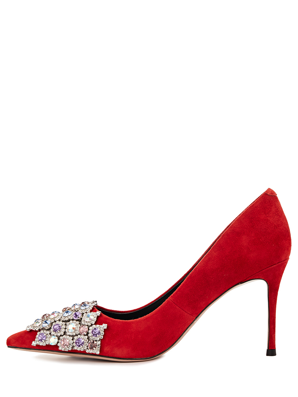 Женские туфли красные с декоративными камнями