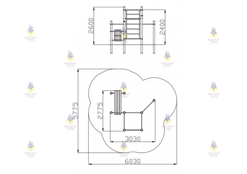 Воркаут «4 турника, шведская стенка и скамья для пресса»