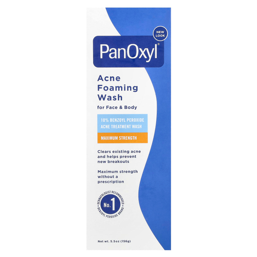 PanOxyl, очищающая пенка от акне, для лица и тела, максимальная эффективность, 156 г (5,5 унции)