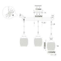 Светильник подвесной (подвес) Rivoli Lily 9122-203 3 х Е27 40 Вт модерн потолочный | Rivoli