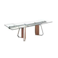 Раздвижной обеденный стол 1159 из стекла, ореха и хромированной стали