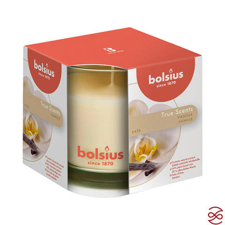 Свеча в стекле ароматическая Bolsius True scents 95/95 ваниль - время горения 43 часа