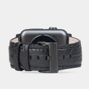 Ремешок для Apple Watch 40/41/42 mm из кожи аллигатора, черного цвета