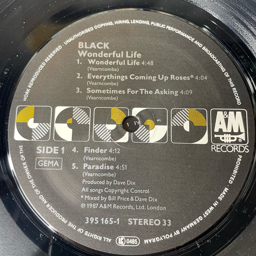 Винтажная виниловая пластинка LP Black Wonderful Life (Германия 1987)