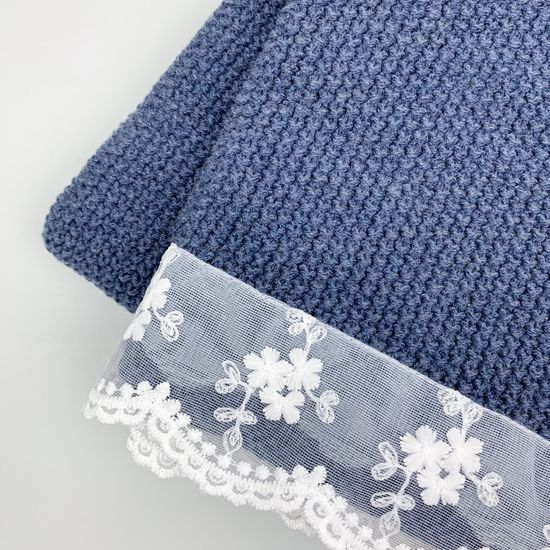 Плед Simple с кружевом Джинс