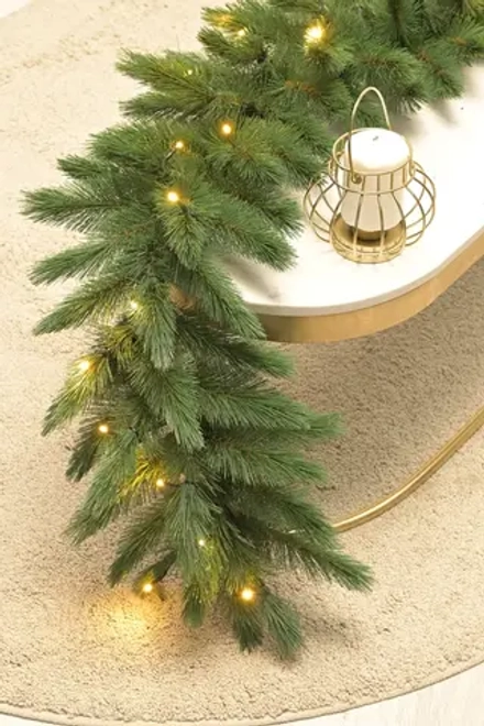 Хвойная ветвь Сибирский Кедр 180 см., 30 тепл.белых led., Леска, ЕлкиТорг (52114)