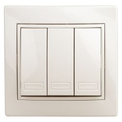 1-106-02 Intro Выключатель тройной, 10А-250В, IP20, СУ, Plano, сл.кость