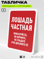 Табличка "Частная лошадь" на дверь и забор, для конюшни, фермы, деревни, 40х30 см, Silver Plane x Айдентика Технолоджи