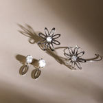 Браслет ORI TAO, Bloom, кафф, цветок с перламутром, OT25.2-13-69387 (серебристый)