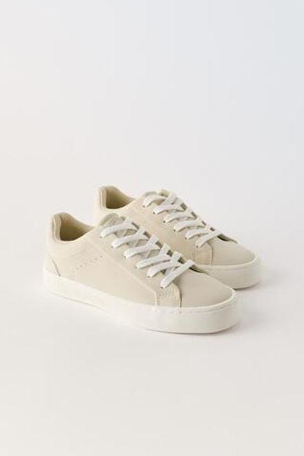 ZARA БАЗОВЫЕ КРОССОВКИ, ЦВЕТ ЛЬДА