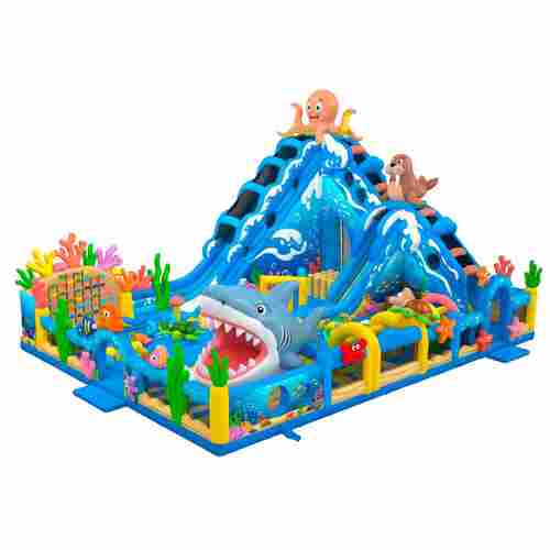 Коммерческий надувной батут «Океанское приключение», 22×17×13,5 м, с двумя горками