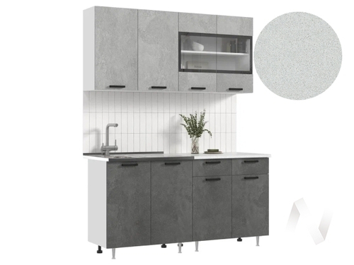 Кухня Рио NEW ЛДСП 1;6м (белый/бетон светлый; бетон темный/антарес)