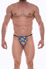 Синие мужские трусы-стринги с принтом (Размер: S) (Цвет: синий)