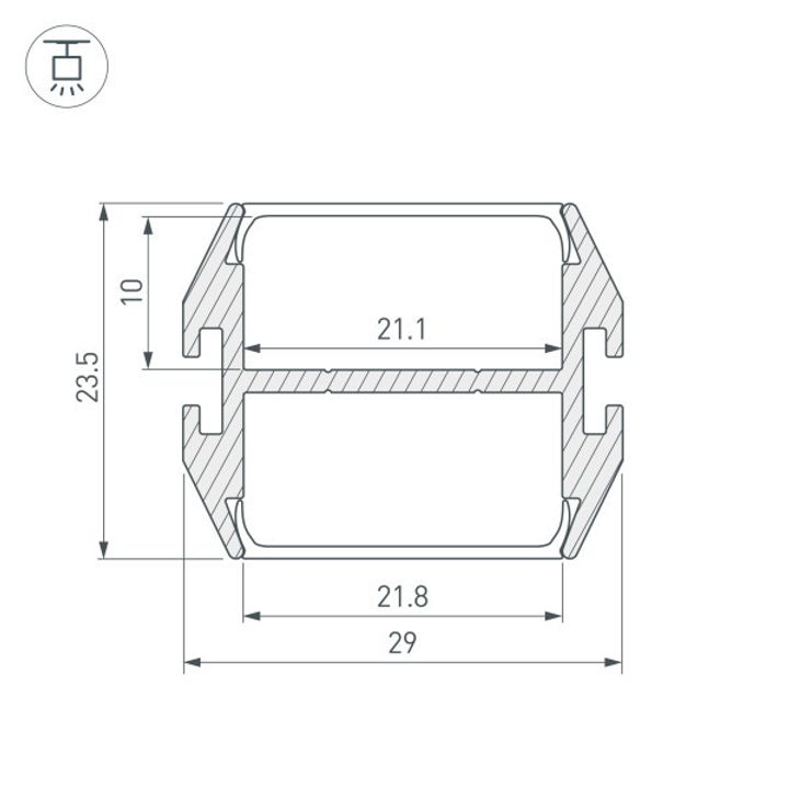 Профиль Arlight PLS-Lock-Dual-2000 Anod 032864