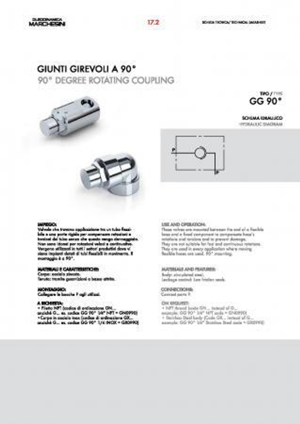 Поворотное соединение фитинг угловой GG 90 3/8 (G1010), 35 л/мин, G3/8"-G3/8"