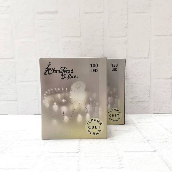 Гирлянда Капли 100 теплых белых макро ламп, 1000 см., 8 режимов, Christmas DeLuxe (87759)