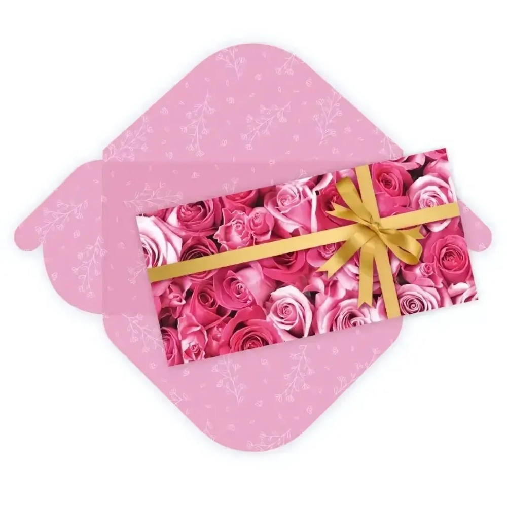 Конверт для денег стандарт «Розовые розы» без надписи