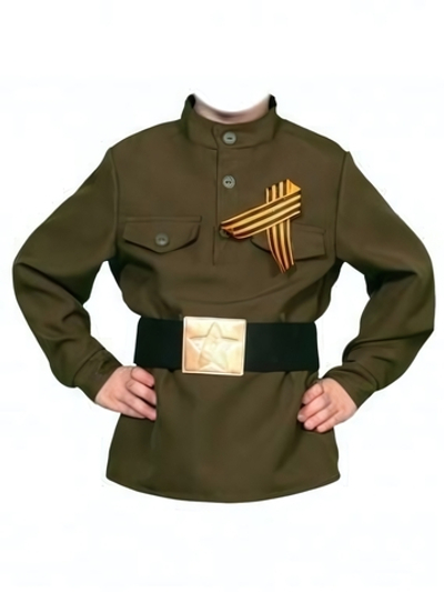 Костюм карнавал. "Гимнастёрка с ремнём" дет. р-р S (рост 110-116) (Карнавалофф)