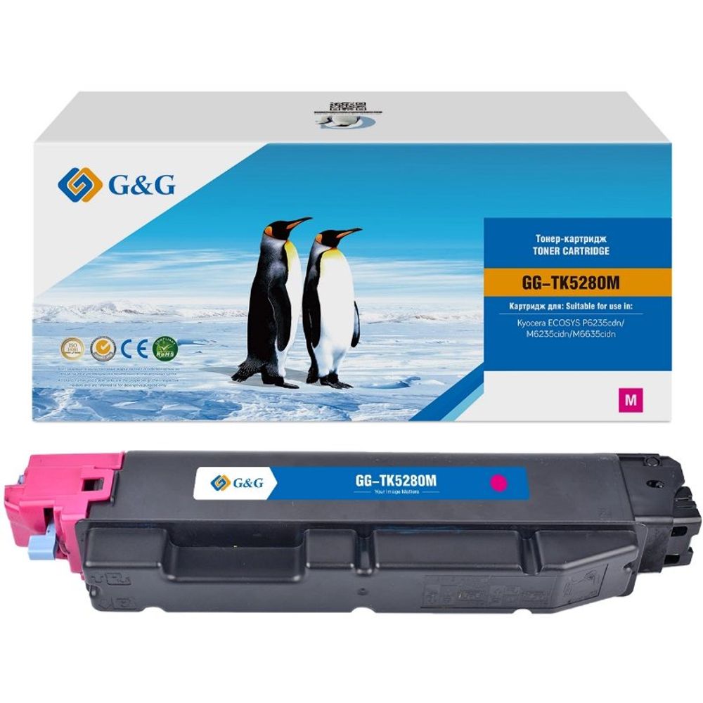 Тонер-картридж G&amp;G, аналог Kyocera TK-5280M для Ecosys M6235cidn/M6635cidn/P6235cdn пурпурный (11K)