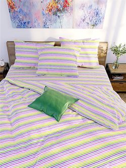 Постельное белье Сказка "Яркая полоска" 2-спальный Наволочка 50х70 см 2 шт Простынь на резинке 160х200 см Пододеяльник 175х215 см, перкаль