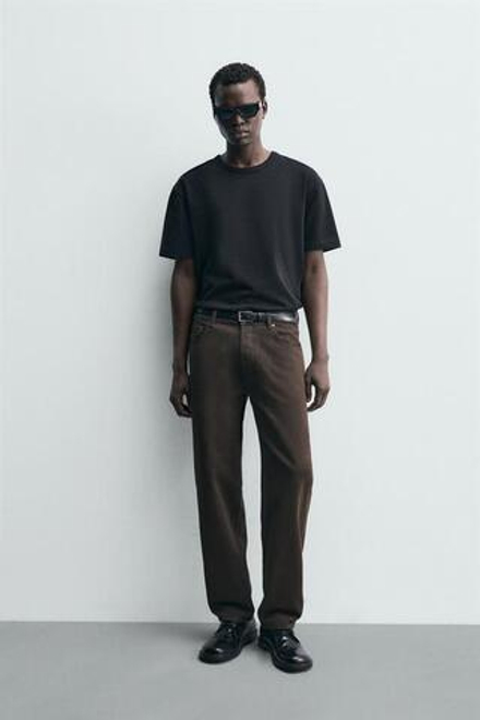 ZARA ДЖИНСЫ REGULAR FIT, КОРИЧНЕВЫЙ