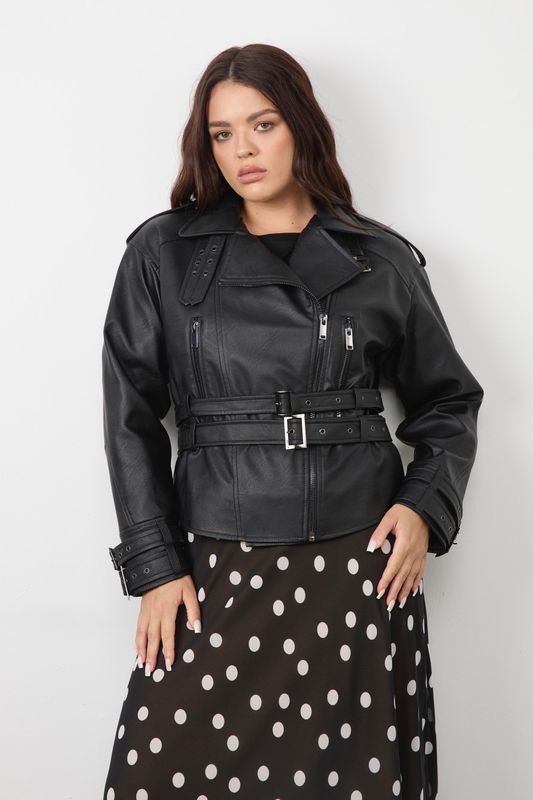 Куртка-косуха с ремнями, черный