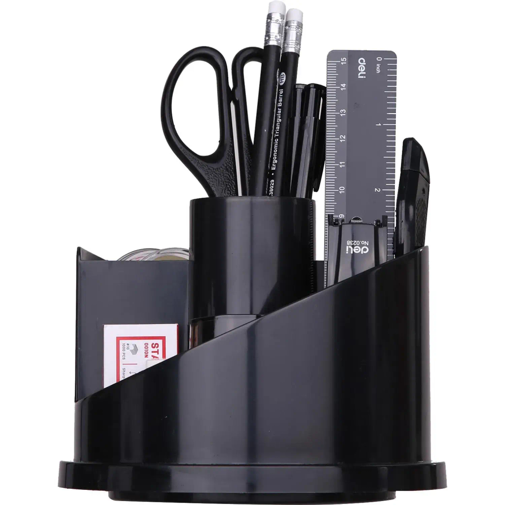 Набор настольный Deli E38251A 17 предметов черный вращающийся