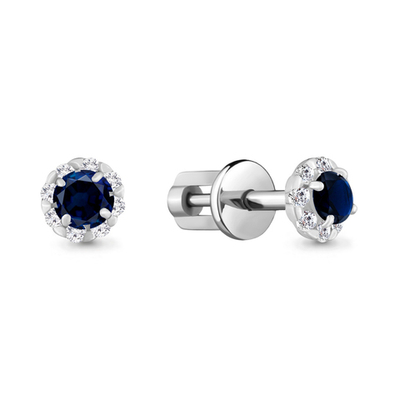 940108 Серьги из Золота с бриллиантами, сапфирами из коллекции "Симфония"