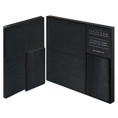 Ежедневник недатированный + обложка для паспорта (наб. подарочн.) ESCALADA, А5+,120л., ШЕВРЕТ ЧЕРНЫЙ