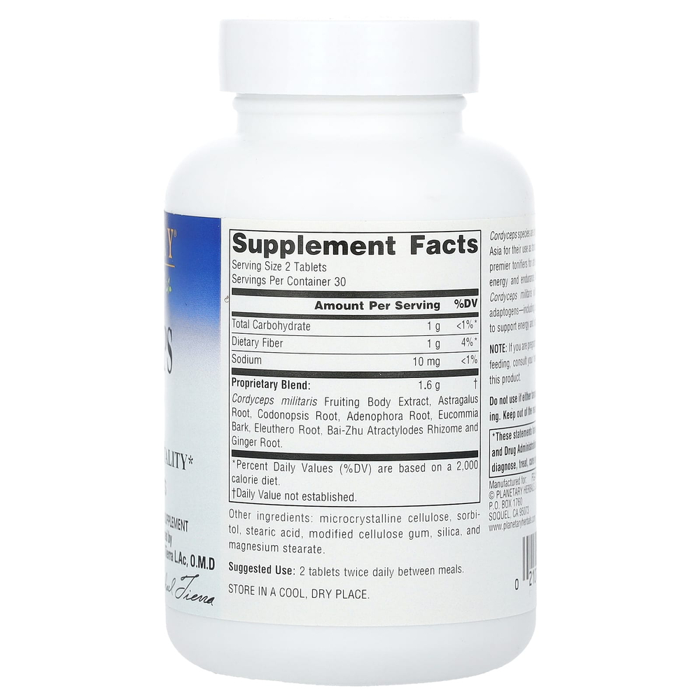 Planetary Herbals, Cordyceps Power, 60 таблеток (400 мг в каждой)