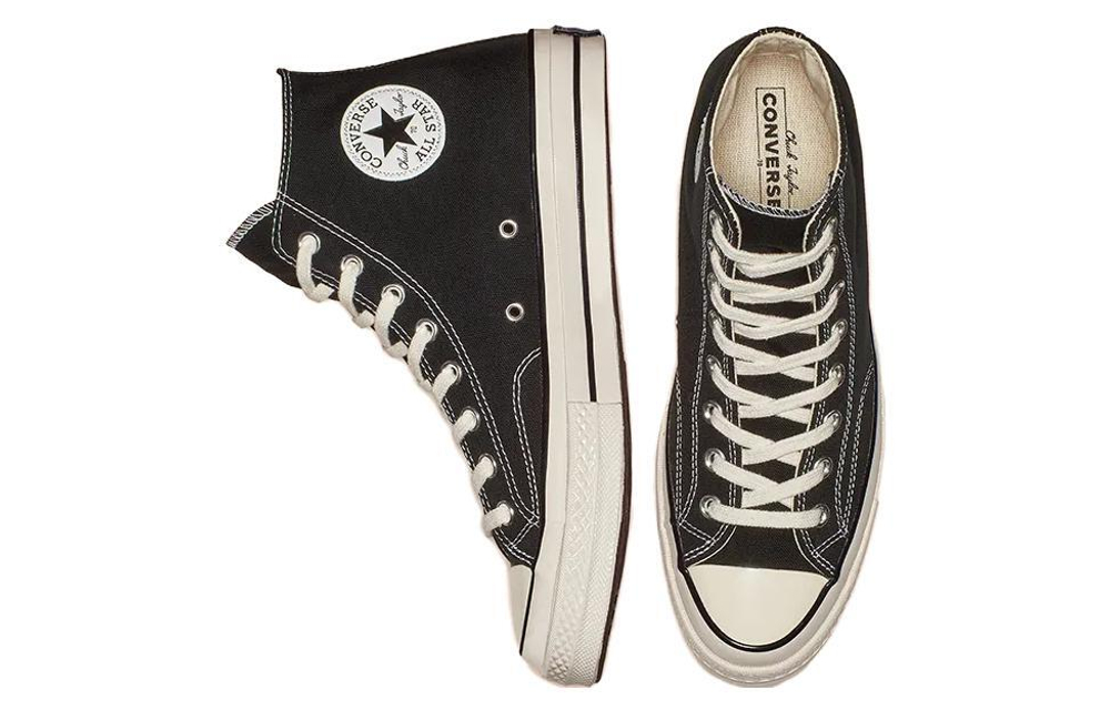 Converse 1970s all star classic light and comfortable non-slip wear-resistant high-top canvas shoes for men and women with the same retro black