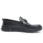 Bansley Top Grain Cow Leather Gommino Loafers Men"s Black