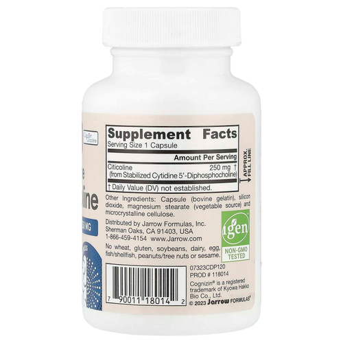 Jarrow Formulas, цитиколин, холин CDP, 250 мг, 120 капсул