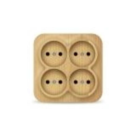 Розетка четырехместная квадратная серия "IONICH", б/з, о/у, 16А, 220В, "сосна" (еврослот) (HU1923)