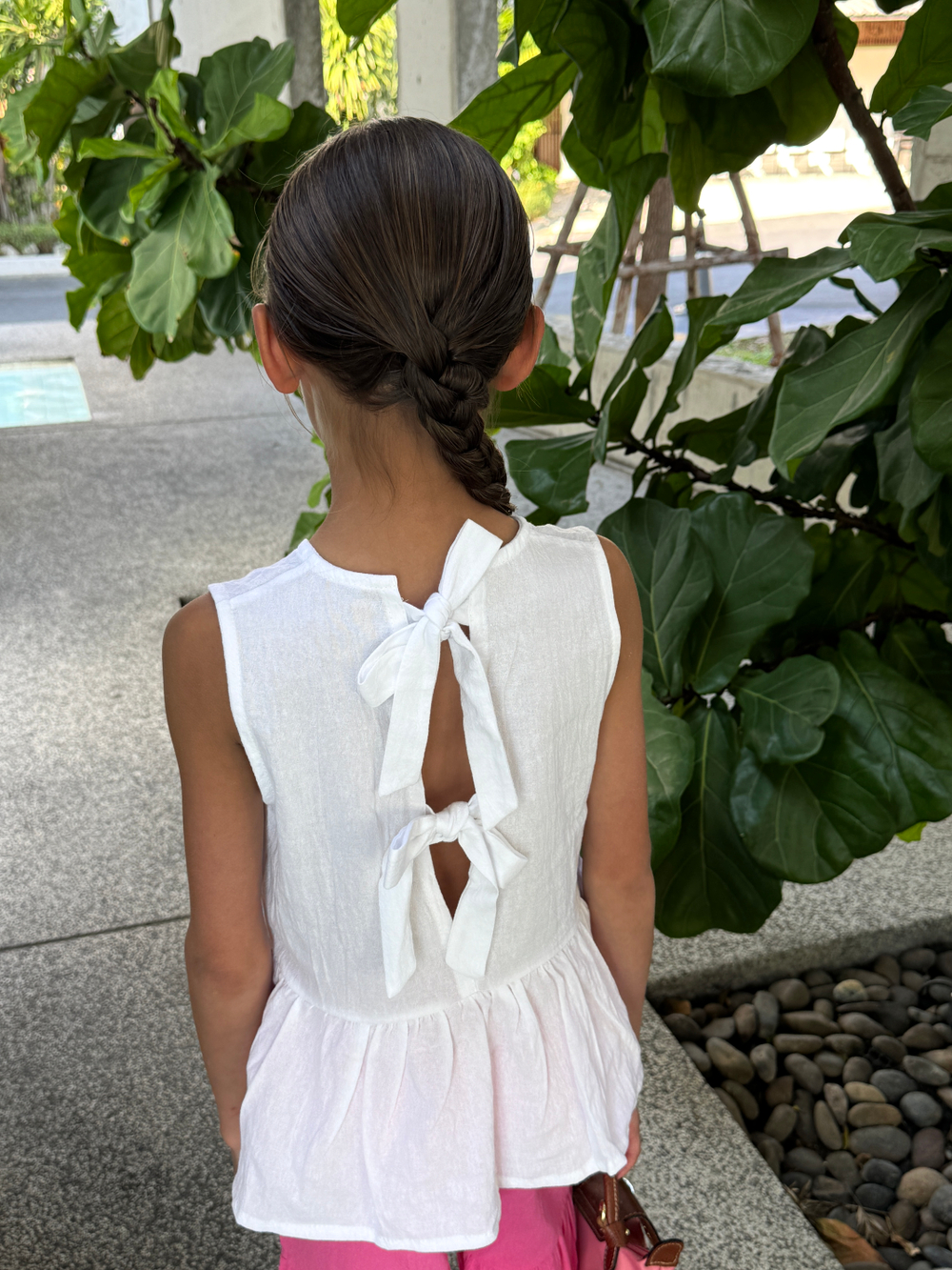 Костюм из льна: топ с баской и брюки палаццо «Фламинго»