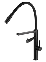 Смеситель для кухни с гибким изливом и подключением фильтра WONZON & WOGHAND, Черный матовый (WW-88458007-MB)